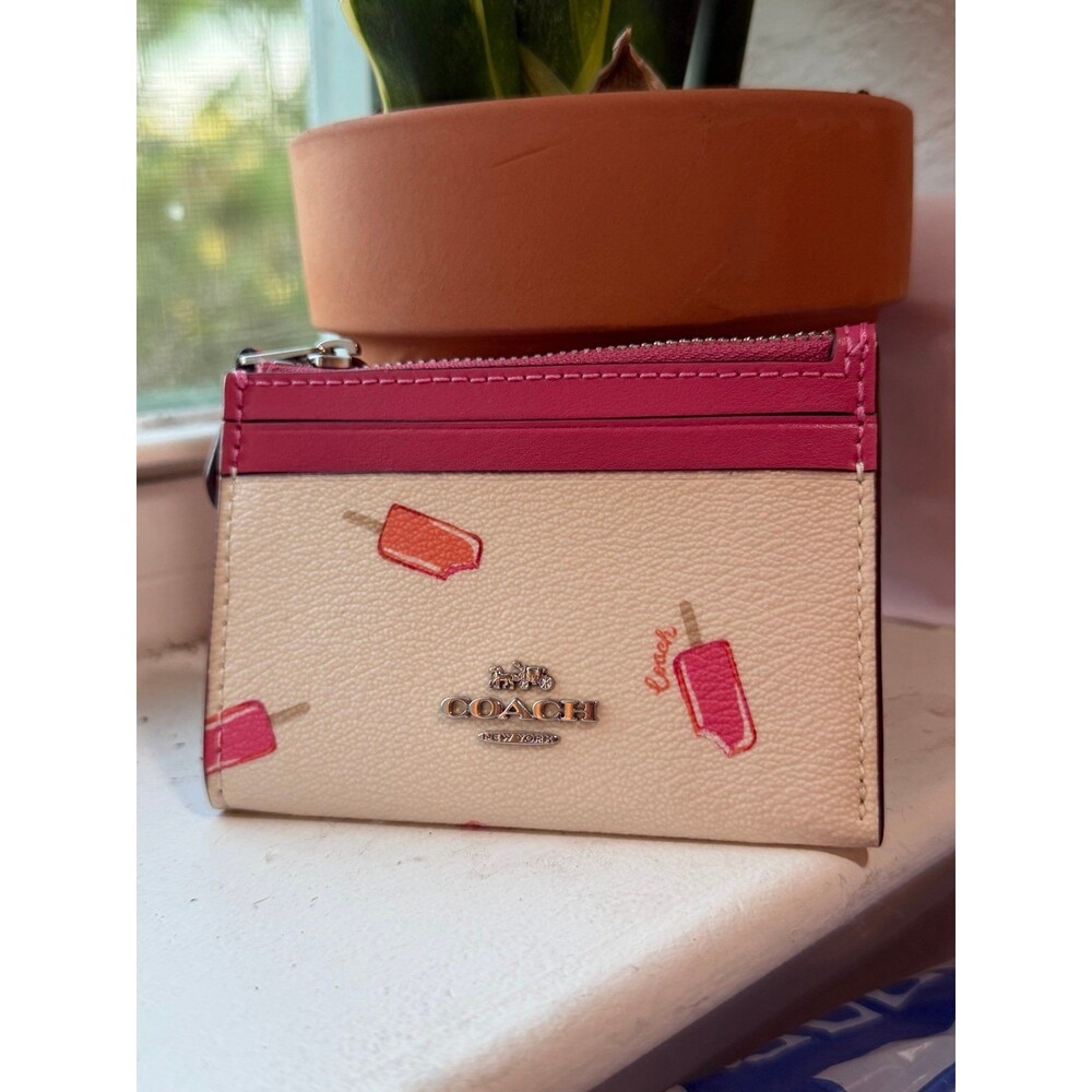Coach C4550 Mini Skinny ID Case Keychain Wallet in Popsicle Print - Picture 11 of 12